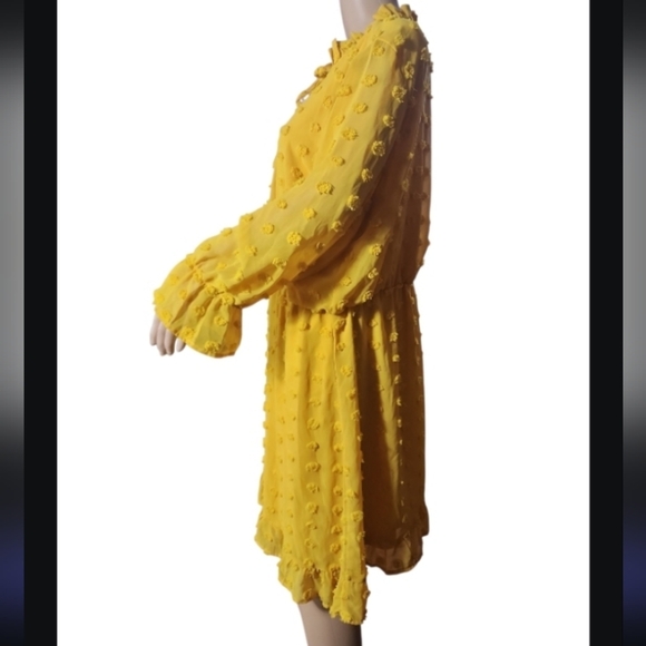Tacera  Yellow Textured Swiss dot Dress size XL - Picture 2 of 8